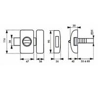 Verrou universel à bouton THIRARD cylindre languette HG5 + 3 clés - 0008047