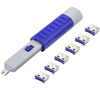 Verrouillage de port USB Renkforce RF-4714586 jeu de 6 argent, bleu avec 1 clé