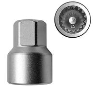 Verrouillage de verrouillage Clé Remplacement haute résistance Anti-vol Antift Lug Écrou de retrait de l'écrou pour Silver 51 Adaptateur de douille d'écrou de roue murale épaisse (52)