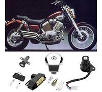 Verrouillage du commutateur d'allumage,Moto bouchon de carburant serrure interrupteur d'allumage bouchon de gaz carburant serrure de siège clés adaptées pour Yamaha Virago XV535 XV250 XV125