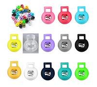 Verrouillage du Cordon,50 Serrures Ressort Bouton Pression Plastique Arrêts à Ressort Fermeture Rond Serrures Cordon,pour Vêtements,Sacs à Dos, Lacets,Artisanat,Cordelette,Elastique(Multicolore)