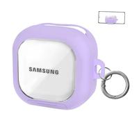 Verrouillage sécurisé pour Samsung Galaxy Buds 4 Pro/Galaxy Buds 4, coque transparente, antichoc pour Samsung Galaxy Bud 4/4 Pro avec support de téléphone, PC hybride (transparent + violet, Samsung