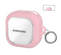 Verrouillage sécurisé pour Samsung Galaxy Buds 4 Pro/Galaxy Buds 4, coque transparente, antichoc pour Samsung Galaxy Bud 4/4 Pro avec support de téléphone, PC hybride (transparent + rose, Samsung