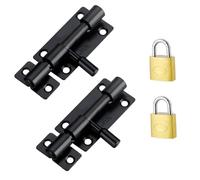 Verrouille des boulons en baril, 2pcs en acier inoxydable verrouillage de porte coulissante avec verrouillage pêne morte de 2 pcs, serrures porte coulissantes sans coup poing idéales pour le