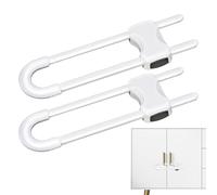 Verrous d'Armoire Réglables en U, Installation sans Outil pour Sécurité Bébé Facile | Loquets Sûreté Enfant sur Cuisine, Salle de Bain, Portes Tiroir avec Boutons ou Poignées | (Lot de 2, Blanc)
