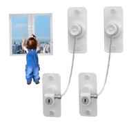 Verrous de sécurité de fenêtre, verrous fenêtre sécurité enfant 2 pièces limiteur auto-adhésif rotation à 180 degrés enfant avec clé pour tiroir réfrigérateur, limiteur pour un usage quotidien