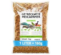 Vers de farine séchés, 1 litre (160 g) d'aliments pour hérissons, collation riche en protéines pour oiseaux sauvages, poissons, reptiles, tortues et hérissons