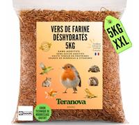 vers de Farine séchés 5 kg et Ebook Gratuit - Friandise Naturelle Premium pour Oiseaux et Animaux du Jardin - Insectes séchés - Aliment complémentaire Non ruminants