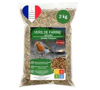 vers de Farine séchés - Aliment Complet Haut de Gamme pour Oiseaux Sauvages, complément à la Nourriture pour Oiseaux - en-Cas Riche en protéines pour Poissons, Reptiles et rongeurs (2 kg)