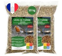 vers de Farine séchés - Aliment Complet Haut de Gamme pour Oiseaux Sauvages, complément à la Nourriture pour Oiseaux - en-Cas Riche en protéines pour Poissons, Reptiles et rongeurs (10 kg)
