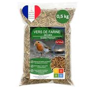 vers de Farine séchés - Aliment Complet Haut de Gamme pour Oiseaux Sauvages, complément à la Nourriture pour Oiseaux - en-Cas Riche en protéines pour Poissons, Reptiles et rongeurs (0,5 kg)