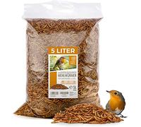 vers de Farine Séchés pour Oiseaux et Hérissons - Volume de 5L [800g] - Nourriture pour Oiseaux Sauvages I vers de Farine Toute l'Année I Farine