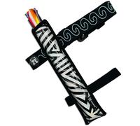 VERS MURSE Sac de téléphone avec support pour ventilateur, brassard/jambe, fermetures éclair à boucle et poche zippée dissimulée pour raves/fêtes en circuit (étui de ventilateur Zigzag argenté +