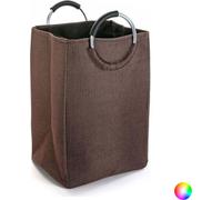 Versa 19487075 Panier à linge de avec poignées rabattables, polyester, blanc, 55 x 30 x 46 cm
