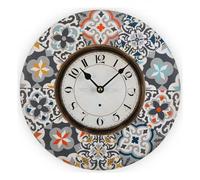 Versa Alfama Horloge de Décoration murale pour la cuisine, le salon, la salle à manger ou la chambre à coucher, dimensions (H x L x l) 29 x 4 x 29 cm, MDF bois, couleur gris et bleu