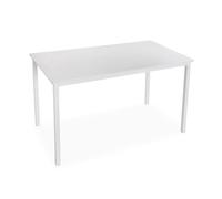 Versa Amaia Table à Manger pour Cuisine, Terrasse, Jardin ou Salle à Manger, Dimensions (H x l x L) 76 x 80 x 140 cm, Bois et métal, Couleur: Blanc
