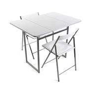 Versa Andrea Set de Table et Deux chaises pour Cuisine, terrasse, Jardin, Balcon ou Salle à Manger, Table et chaises, Dimensions (H x l x L) 80 x 70 x 100 cm, Métal et PVC, Couleur: Blanc