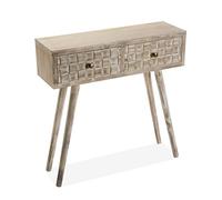 Versa Anish Meuble d'Entrée Étroit pour Entrée ou Couloir, Table Console, avec 2 tiroirs, Dimensions (H x l x L) 81,5 x 25 x 80 cm, Bois, Couleur: Marron et Gris