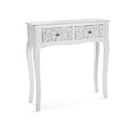 Versa Anjali Meuble d'Entrée Étroit pour Entrée ou Couloir, Table Console, avec 2 tiroirs, Dimensions (H x l x L) 80 x 25 x 80 cm, Bois, Couleur: Blanc