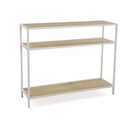 Versa Berlin Meuble d'Entrée Étroit pour Entrée ou Couloir, Table Console, avec étagère inférieure, Dimensions (H x l x L) 80 x 30 x 100 cm, Bois et métal, Couleur: Marron et Blanc