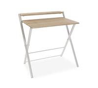 Versa Blake Bureau Informatique Bureau Sécretaire Poste de Travail Table d'étude pour Ordinateur Gaming, Pliant, Dimensions (H x l x L) 83 x 50 x 81,3 cm, Bois et métal, Couleur: Marron et Blanc