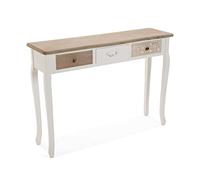 Versa Boedo Meuble d'Entrée Étroit pour Entrée ou Couloir, Table Console, avec 3 tiroirs, Dimensions (H x l x L) 78,5 x 30 x 109 cm, Bois, Couleur: Marron et Blanc
