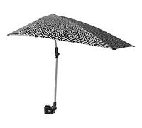 Versa-Brella Parasol Réglable avec Rotation 360 Degrés, Doublure UPF 50+ pour Chaises, Léger et Facile à Installer, 107 cm, Pour Plage, Camping, Activités Extérieures et Poussettes - Noir/Blanc