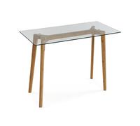Versa Bureau Nanga, Style Moderne et Industriel, 75x100x50 cm (H,L,P), Verre et Bambou, Transparent