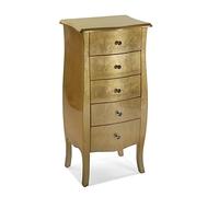 Versa Cagliari Commode pour Rangement, Tiroir chambre, Chiffonnier, Avec 5 tiroirs, Dimensions (H x l x L) 100 x 36 x 48 cm, Bois, Couleur: Doré