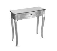 Versa Cagliari Meuble d'Entrée Étroit pour Entrée ou Couloir, Table Console, avec 1 tiroir, Dimensions (H x l x L) 80 x 30 x 80 cm, Bois, Couleur: Argenté