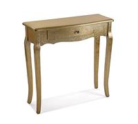 Versa Cagliari Meuble d'Entrée Étroit pour Entrée ou Couloir, Table Console, avec 1 tiroir, Dimensions (H x l x L) 80 x 30 x 80 cm, Bois, Couleur: Doré