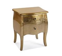 Versa Cagliari Table de Chevet Petite Table Décoration ou Table d'appoint pour la Chambre ou Le Salon Meuble Rangement, avec 2 tiroirs, Dimensions (H x l x L) 60 x 39 x 50 cm, Bois, Couleur: Doré