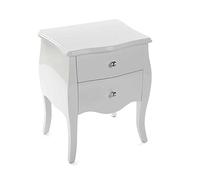 Versa Cagliari Table de Chevet Petite Table Décoration ou Table d'appoint pour la Chambre ou Le Salon Meuble Rangement, avec 2 tiroirs, Dimensions (H x l x L) 60 x 39 x 50 cm, Bois, Couleur: Blanc