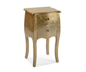Versa Cagliari Table de Chevet Petite Table Décoration ou Table d'appoint pour la Chambre ou Le Salon Meuble Rangement, avec 2 tiroirs, Dimensions (H x l x L) 71 x 35 x 40 cm, Bois, Couleur: Or