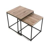 Versa Cambridge Table d'appoint pour Le Salon, la Chambre ou la Cuisine. Table Basse auxiliaire Moderne, Ensemble de 2, Dimensions (H x l x L) 50 x 50 x 50 cm, Bois et métal, Couleur: Marron
