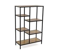 Versa Cedric Étagère Murale de Style Industriel, Bibliothèque, avec 6 tablettes ou étagères, Dimensions (H x l x L) 109 x 30 x 70 cm, Bois et métal, Couleur: Noir et Marron