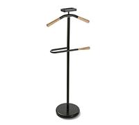 Valet de Nuit en Métal Noir et Bois ↕108cm Noir