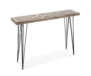Versa Dallas Meuble d'Entrée Étroit pour Entrée ou Couloir, Table Console, Dimensions (H x l x L) 80 x 25 x 110 cm, Bois et métal, Couleur: Marron et Blanc