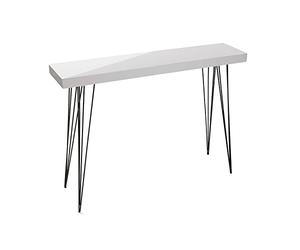 Versa Dallas Meuble d'Entrée Étroit pour Entrée ou Couloir, Table Console, Dimensions (H x l x L) 80 x 25 x 110 cm, Bois et métal, Couleur: Blanc