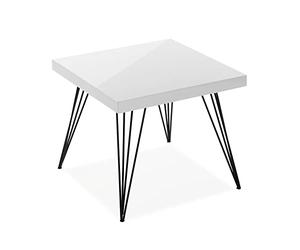 Versa Denver Table d'appoint pour Le Salon, la Chambre ou la Cuisine. Table Basse auxiliaire Moderne, Dimensions (H x l x L) 43 x 50 x 50 cm, Bois et métal, Couleur: Blanc
