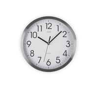 Versa Enkel Horloge Murale silencieuse décorative pour Cuisine, Salon, Salle à Manger ou Chambre à Coucher, Style Moderne, Dimensions (H x L x L) 25 x 4,1 x 25 cm, Aluminium, Blanc et Argent