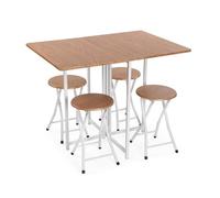 Versa Ensemble Table Pliante et 4 chaises, Style Moderne, 75 x 100 x 70 cm, Bois, Ton Bois Clair