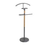 Versa Holstebro Valet de Nuit Multifonctionnel avec 2 Perchoirs Penderie pour Vêtements Homme ou Femme Valet de Chambre, Dimensions (H x l x L) 112 x 28,8 x 46,5 cm, Métal et Bois, Couleur: Gris