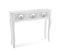 Versa Indra Meuble d'Entrée Étroit pour Entrée ou Couloir, Table Console, avec 3 tiroirs, Dimensions (H x l x L) 80 x 25 x 95 cm, Bois, Couleur: Blanc