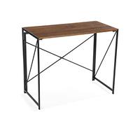 Versa Jack Bureau Informatique Bureau Sécretaire Poste de Travail Table d'étude pour Ordinateur Gaming, Pliable, Dimensions (H x l x L) 74 x 45 x 90 cm, Bois et métal, Couleur: Marron