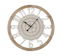 Versa Jeremiah Horloge Murale pour la Cuisine, Le Salon, la Salle à Manger ou la Chambre. Pendule Murale, Dimensions (H x l x L) 55 x 5 x 55 cm, Bois MDF, Couleur: Blanc et Marron