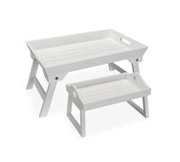 Versa Jeu de Plateaux Blanc Bois MDF 32 x 24 x 48 cm