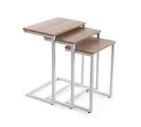 Versa Lot de 3 Tables Blanc Métal Bois MDF 30 x 60 x 46 cm