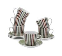 Versa - lot de 6 tasses à thé avec soucoupe Ligne, dimensions (H x L x l) 10,5 x 8 x 6 cm, couleur marron