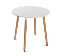 Versa Mayra Table Ronde pour Jardin, Balcon ou terrasse, Table d'extérieur ou intérieur, Dimensions (H x l x L) 75 x 80 x 80 cm, Bois, PVC et métal, Couleur: Blanc et Marron